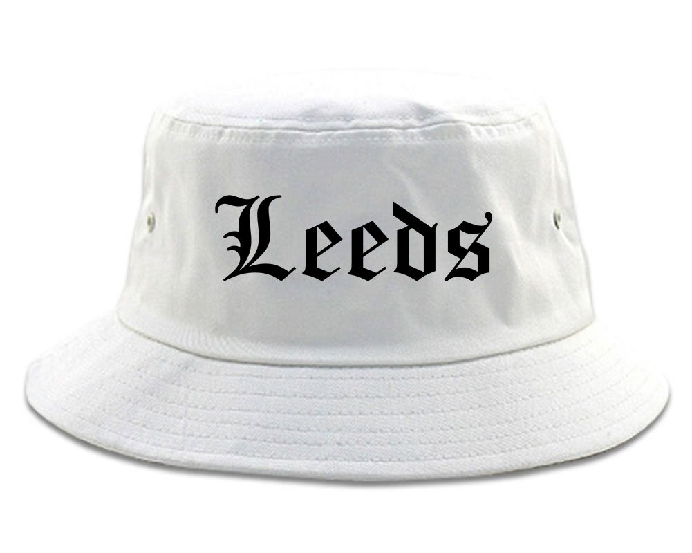 Leeds Alabama AL Old English Mens Bucket Hat White