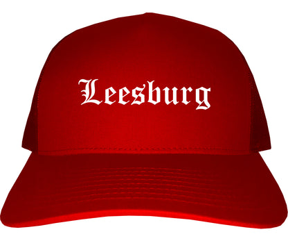 Leesburg Florida FL Old English Mens Trucker Hat Cap Red