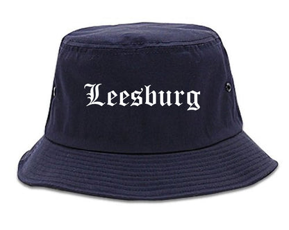 Leesburg Virginia VA Old English Mens Bucket Hat Navy Blue