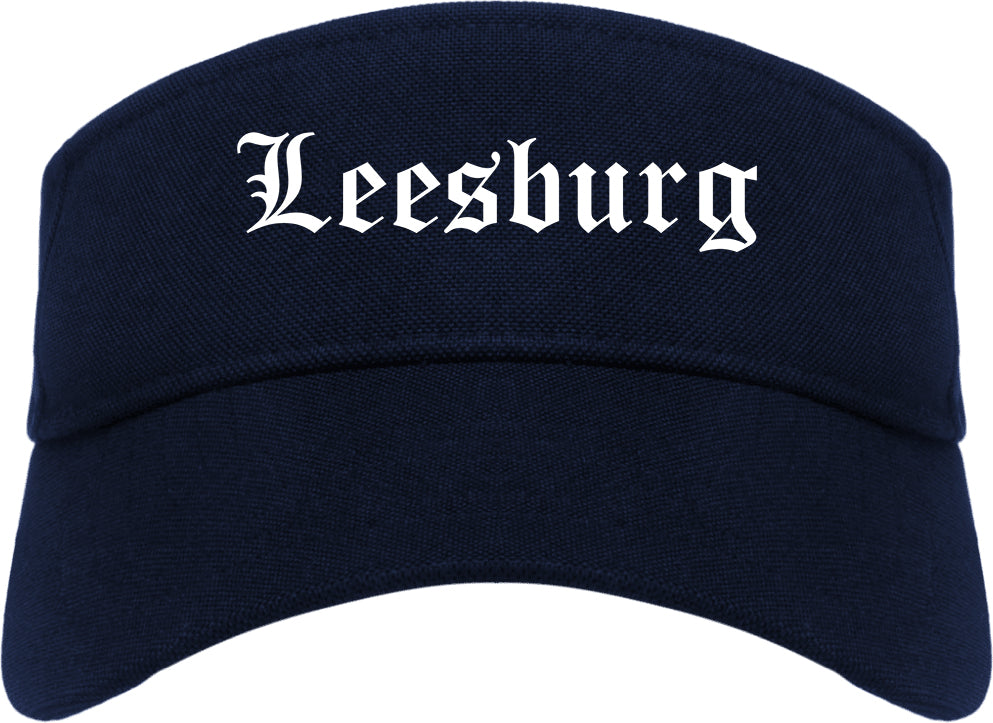 Leesburg Virginia VA Old English Mens Visor Cap Hat Navy Blue