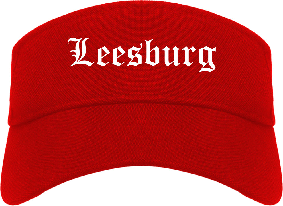 Leesburg Virginia VA Old English Mens Visor Cap Hat Red