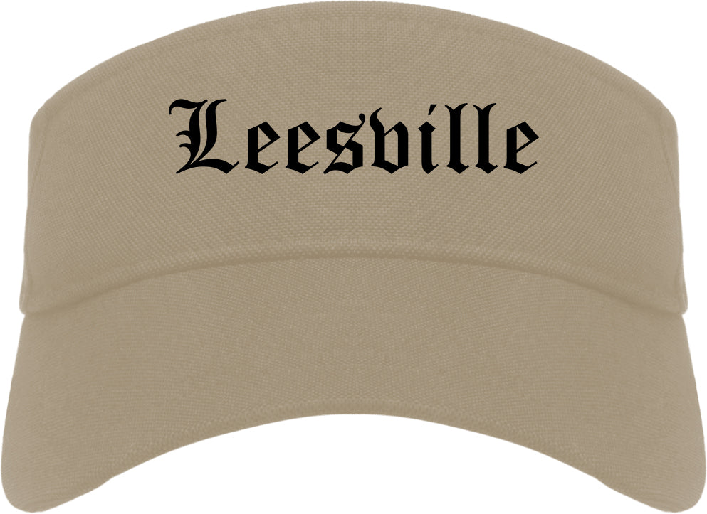 Leesville Louisiana LA Old English Mens Visor Cap Hat Khaki
