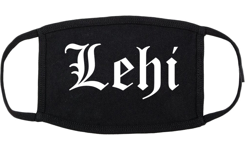 Lehi Utah UT Old English Cotton Face Mask Black