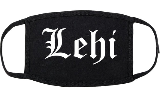 Lehi Utah UT Old English Cotton Face Mask Black