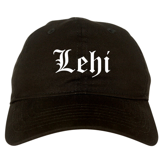 Lehi Utah UT Old English Mens Dad Hat Baseball Cap Black