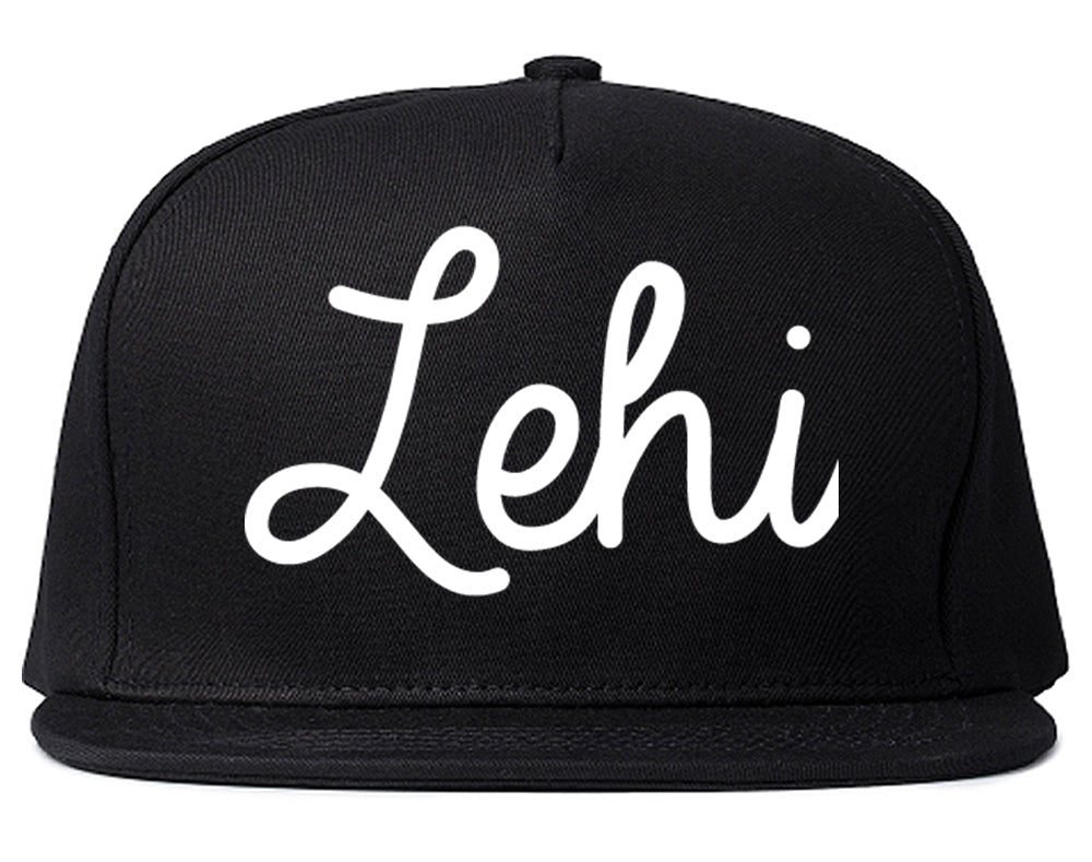 Lehi Utah UT Script Mens Snapback Hat Black