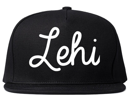 Lehi Utah UT Script Mens Snapback Hat Black