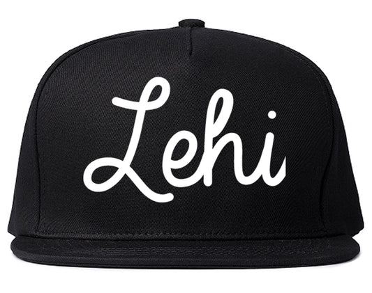 Lehi Utah UT Script Mens Snapback Hat Black
