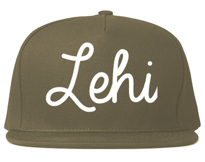 Lehi Utah UT Script Mens Snapback Hat Grey