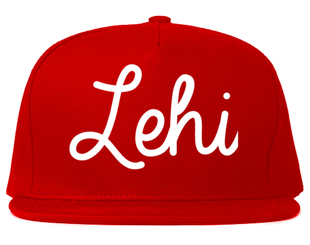 Lehi Utah UT Script Mens Snapback Hat Red