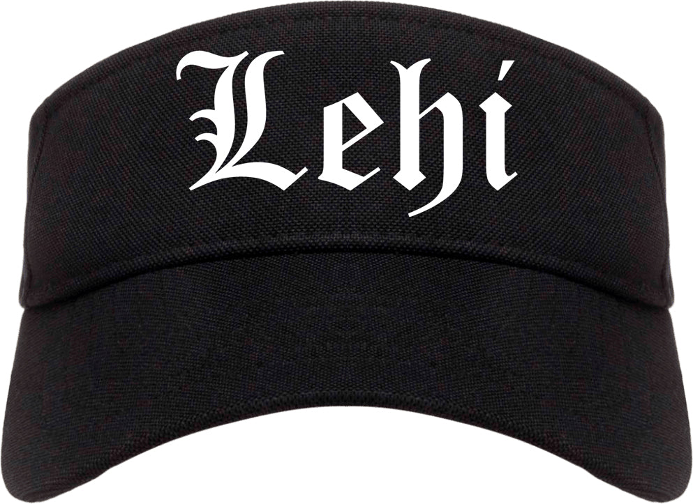 Lehi Utah UT Old English Mens Visor Cap Hat Black