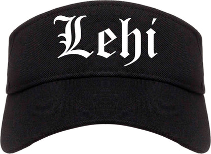 Lehi Utah UT Old English Mens Visor Cap Hat Black