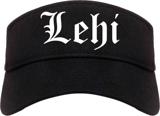 Lehi Utah UT Old English Mens Visor Cap Hat Black
