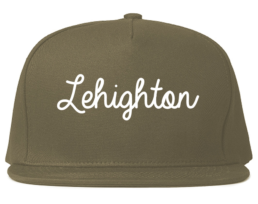 Lehighton Pennsylvania PA Script Mens Snapback Hat Grey