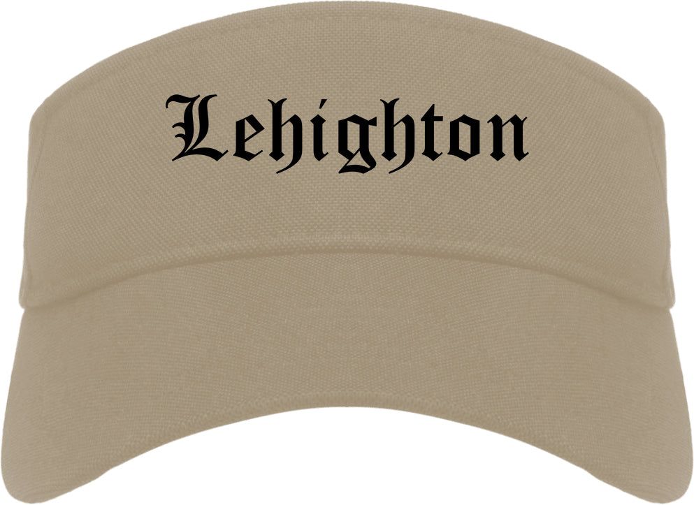 Lehighton Pennsylvania PA Old English Mens Visor Cap Hat Khaki