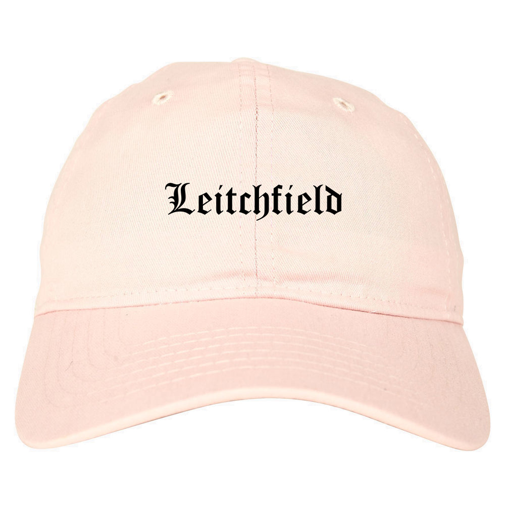 Leitchfield Kentucky KY Old English Mens Dad Hat Baseball Cap Pink