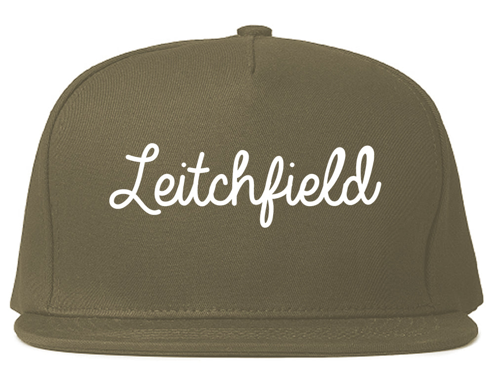 Leitchfield Kentucky KY Script Mens Snapback Hat Grey