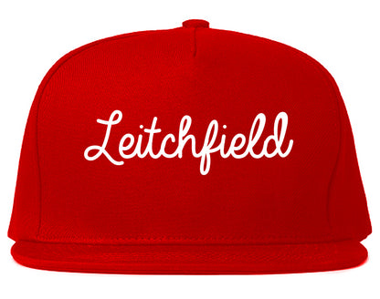 Leitchfield Kentucky KY Script Mens Snapback Hat Red