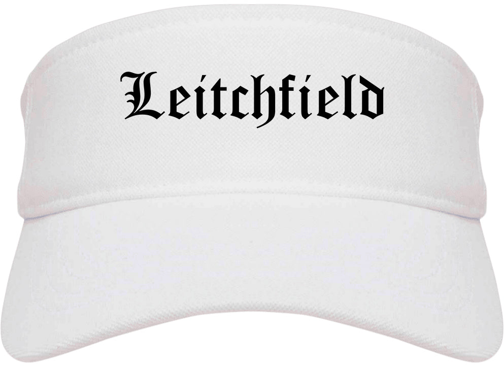 Leitchfield Kentucky KY Old English Mens Visor Cap Hat White