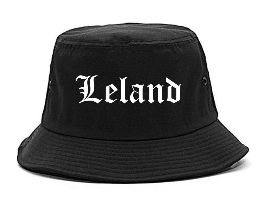 Leland Mississippi MS Old English Mens Bucket Hat Black