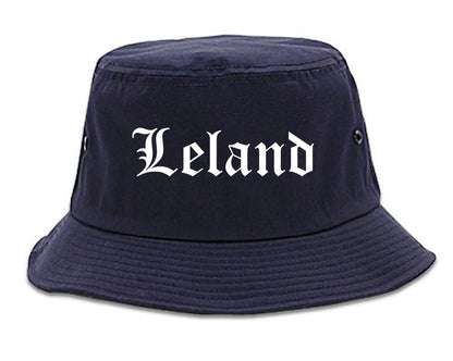 Leland Mississippi MS Old English Mens Bucket Hat Navy Blue