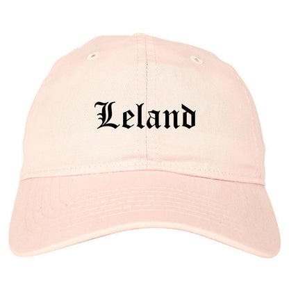 Leland Mississippi MS Old English Mens Dad Hat Baseball Cap Pink