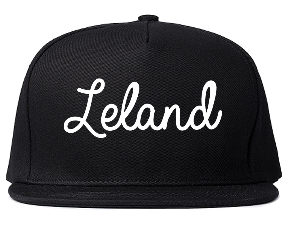 Leland Mississippi MS Script Mens Snapback Hat Black