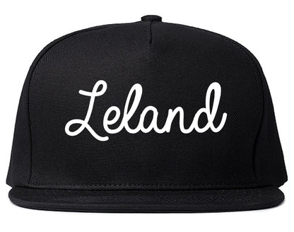 Leland Mississippi MS Script Mens Snapback Hat Black