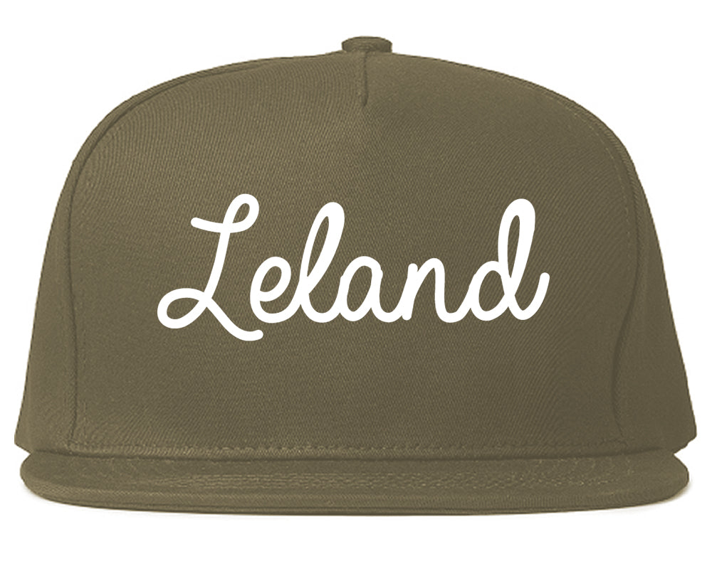 Leland Mississippi MS Script Mens Snapback Hat Grey