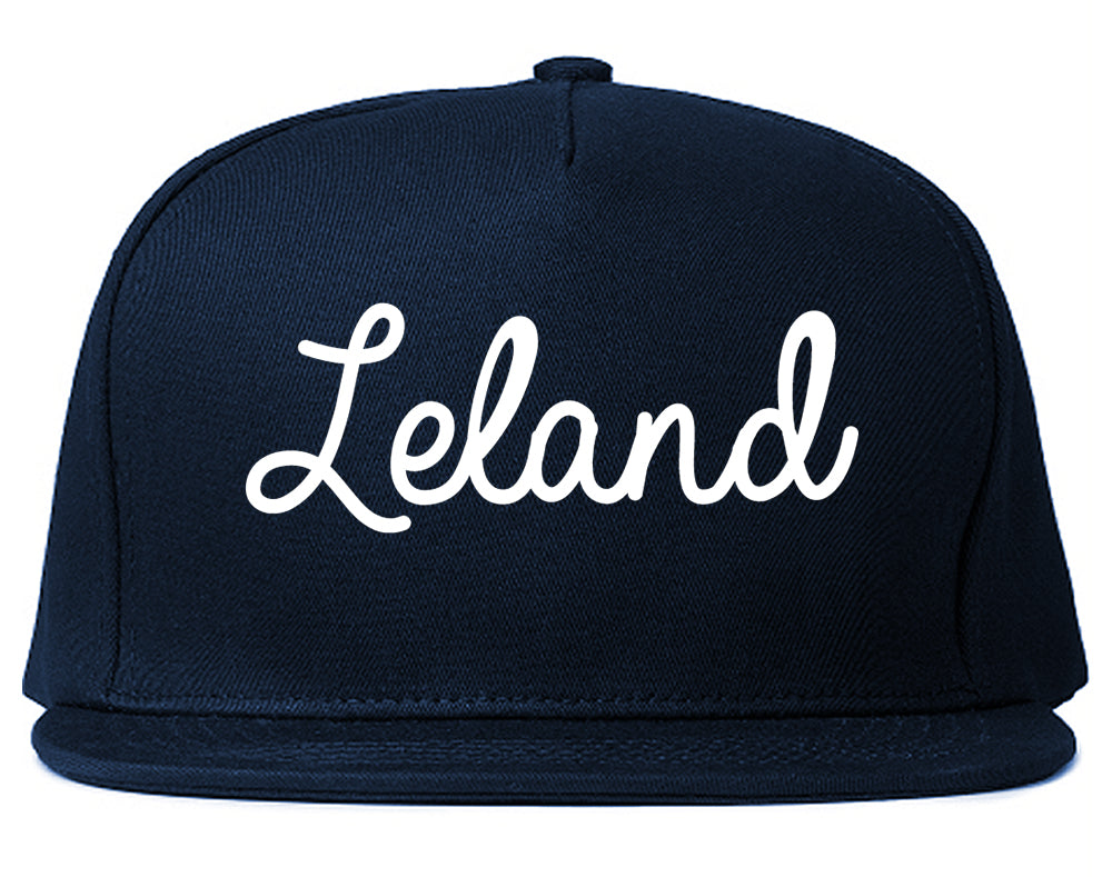 Leland Mississippi MS Script Mens Snapback Hat Navy Blue