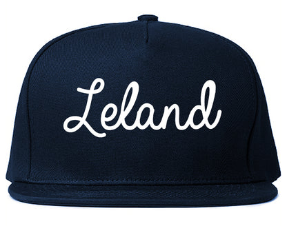 Leland Mississippi MS Script Mens Snapback Hat Navy Blue