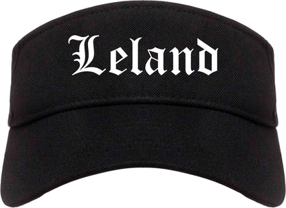 Leland Mississippi MS Old English Mens Visor Cap Hat Black