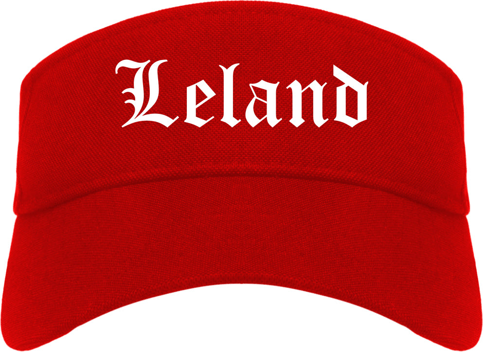 Leland Mississippi MS Old English Mens Visor Cap Hat Red