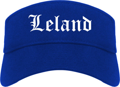 Leland Mississippi MS Old English Mens Visor Cap Hat Royal Blue