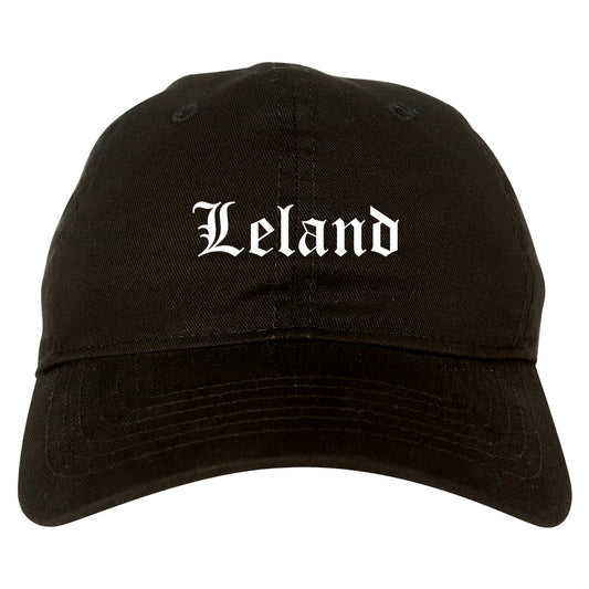 Leland North Carolina NC Old English Mens Dad Hat Baseball Cap Black