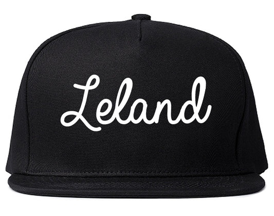 Leland North Carolina NC Script Mens Snapback Hat Black