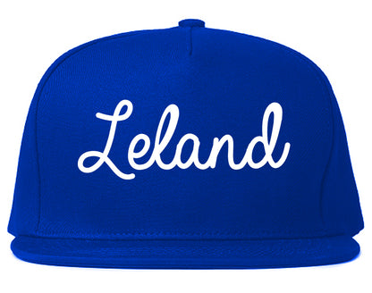 Leland North Carolina NC Script Mens Snapback Hat Royal Blue