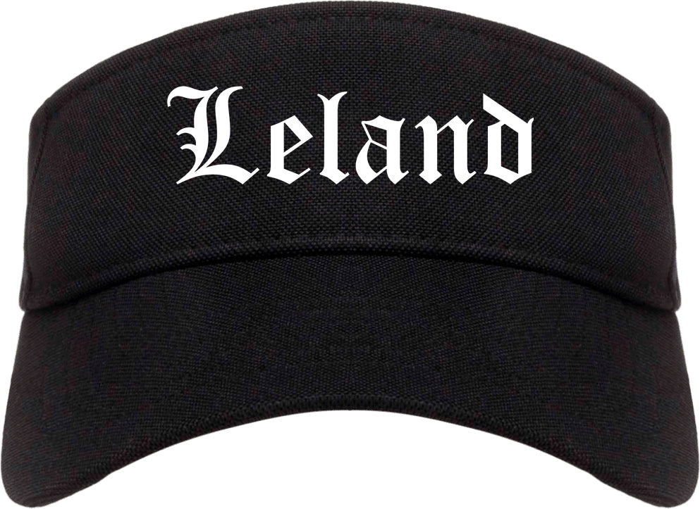 Leland North Carolina NC Old English Mens Visor Cap Hat Black