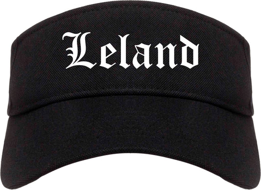 Leland North Carolina NC Old English Mens Visor Cap Hat Black