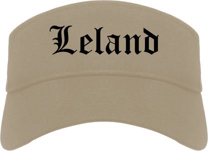Leland North Carolina NC Old English Mens Visor Cap Hat Khaki