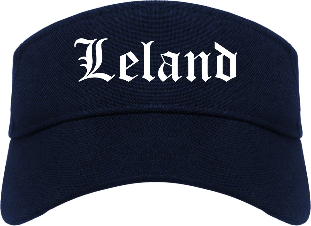 Leland North Carolina NC Old English Mens Visor Cap Hat Navy Blue