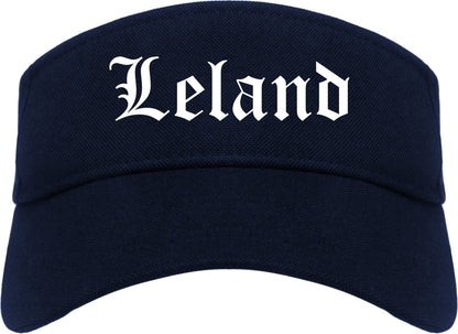 Leland North Carolina NC Old English Mens Visor Cap Hat Navy Blue
