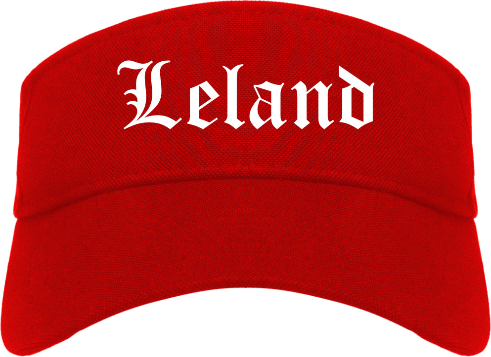 Leland North Carolina NC Old English Mens Visor Cap Hat Red