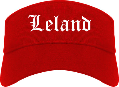 Leland North Carolina NC Old English Mens Visor Cap Hat Red