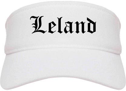Leland North Carolina NC Old English Mens Visor Cap Hat White