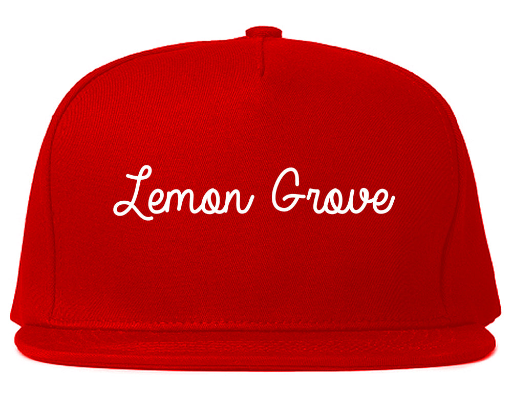Lemon Grove California CA Script Mens Snapback Hat Red