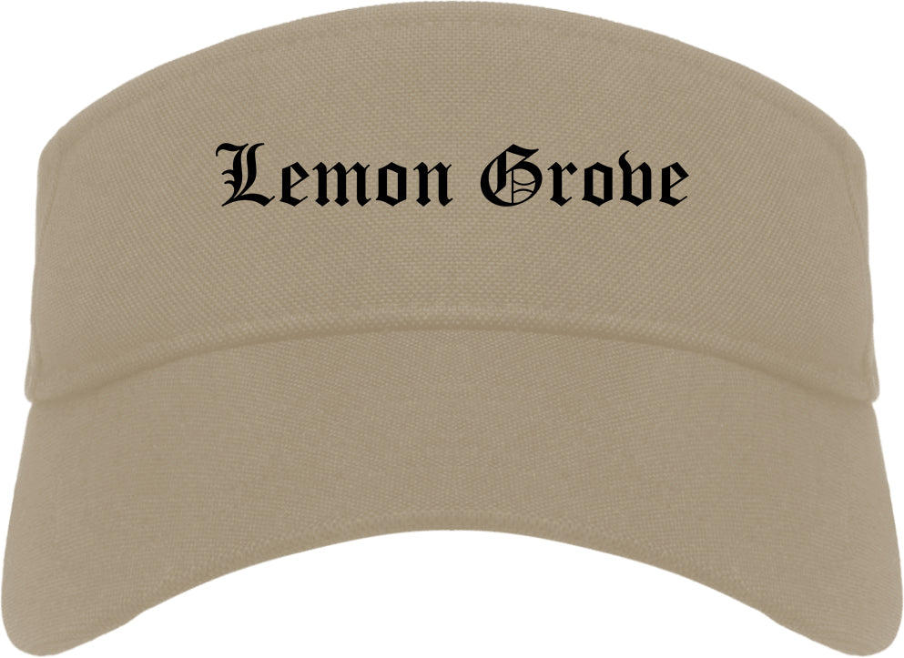 Lemon Grove California CA Old English Mens Visor Cap Hat Khaki