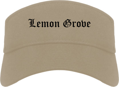 Lemon Grove California CA Old English Mens Visor Cap Hat Khaki