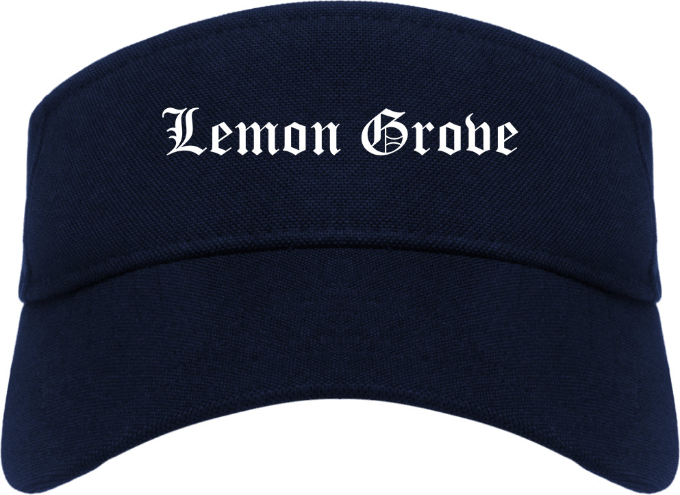 Lemon Grove California CA Old English Mens Visor Cap Hat Navy Blue