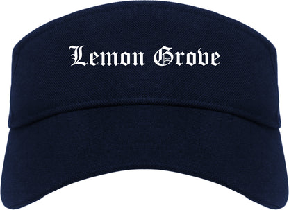 Lemon Grove California CA Old English Mens Visor Cap Hat Navy Blue